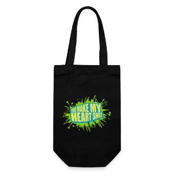 make my heart smile - Geschenkbeutel für Flaschen - Schwarz - Vorne