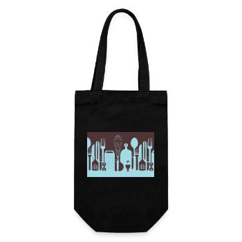 Kitchen with kitchen utensils - Gift Bag for Bottles - black - Front