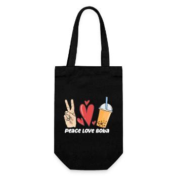 Peace Love Boba - Geschenkbeutel für Flaschen - Schwarz - Vorne