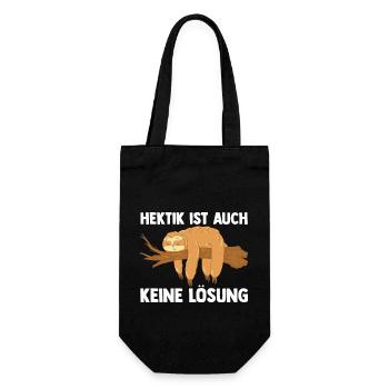 Hektik Ist Auch Keine Lösung Faultier - Geschenkbeutel für Flaschen - Schwarz - Vorne