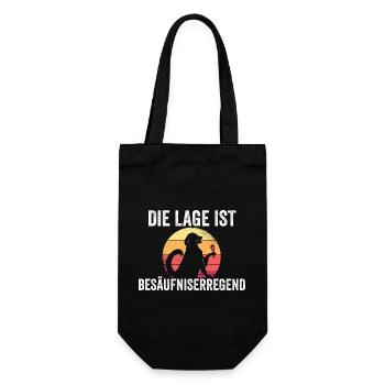 Hund Wein Die Lage ist Besäufniserregend - Geschenkbeutel für Flaschen - Schwarz - Vorne