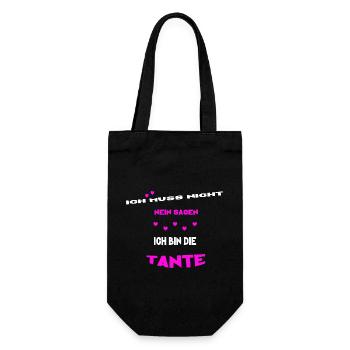 ich muss nicht nein sagen ich bin die tante - Geschenkbeutel für Flaschen - Schwarz - Vorne
