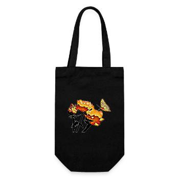Schmetterling und Blumen - Geschenkbeutel für Flaschen - Schwarz - Vorne