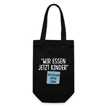 Wir Essen Jetzt Kinder - Geschenkbeutel für Flaschen - Schwarz - Vorne