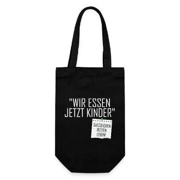 Wir Essen Jetzt Kinder - Geschenkbeutel für Flaschen - Schwarz - Vorne