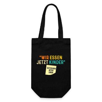 Wir Essen Jetzt Kinder Satzzeichen Retten Leben - Geschenkbeutel für Flaschen - Schwarz - Vorne