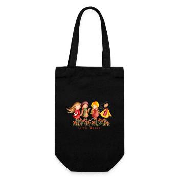 Litte Women - Happy Girls - Kleine Mädchen - Geschenkbeutel für Flaschen - Schwarz - Vorne