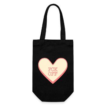 Fck off Fun Saying Sugar Heart Heart - Gift Bag for Bottles - black - Front