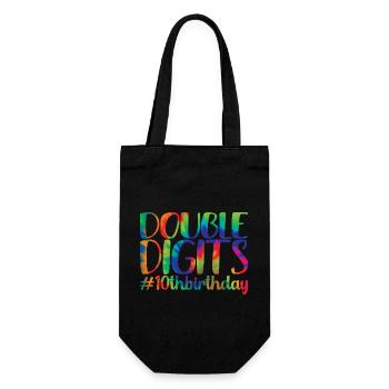 10th Birthday Gift, 10 Years Old, For Boys & Girls - Gift Bag for Bottles - black - Front