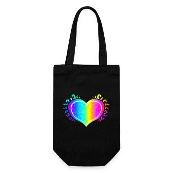 Herz bunt Regenbogen Valentinstag Liebe - Geschenkbeutel für Flaschen - Schwarz - Vorne