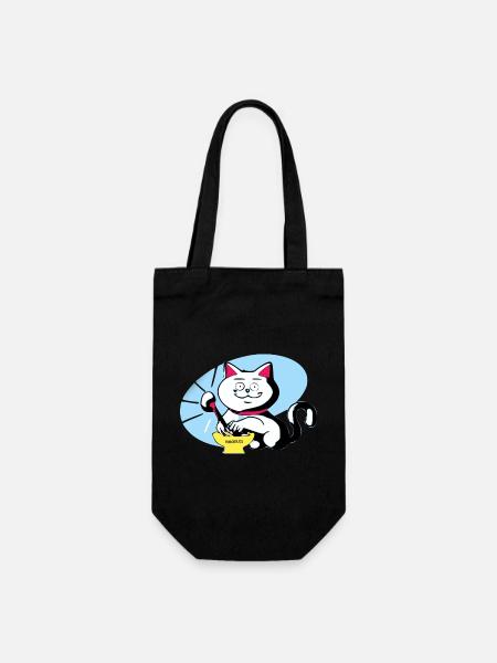 Chat et ramen - Sac à bouteille - noir