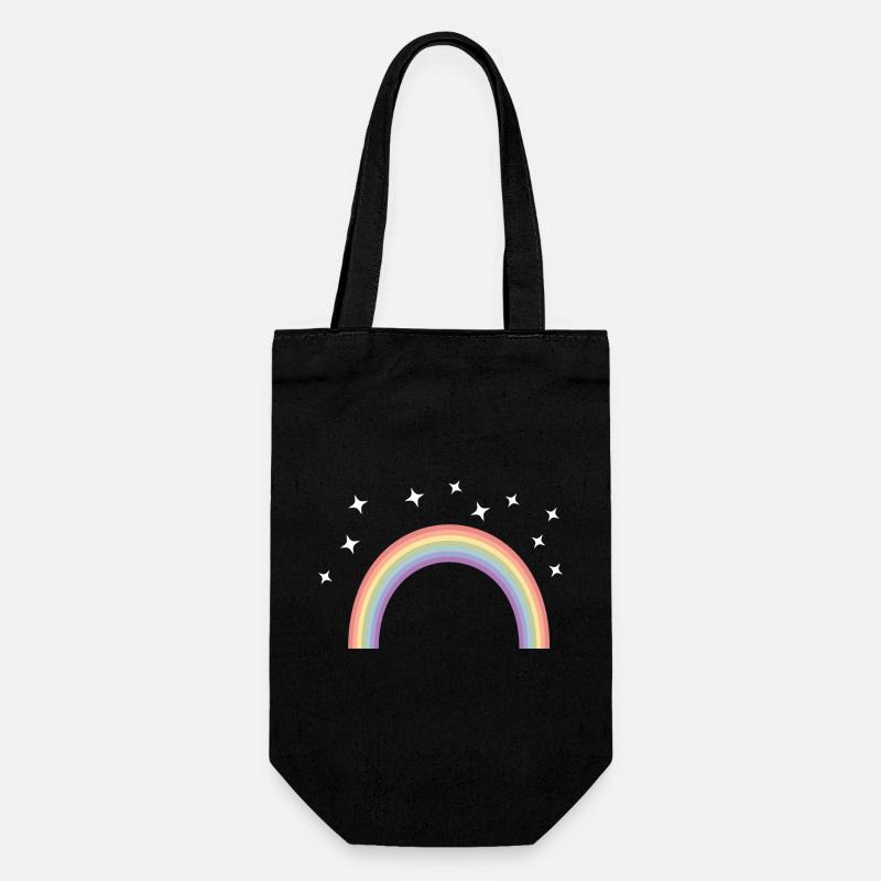 RAINBOW STARS - Gift Bag for Bottles - black