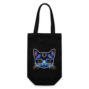 Chat avec une lune espace et cosmos - Sac à bouteille - noir - Devant