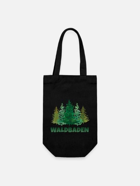 Waldbaden Achtsamkeitstrainer Natur Entspannung - Geschenkbeutel für Flaschen - Schwarz