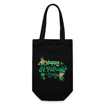 Fröhlichen St Patrick Tag. St. Patrick's Day! - Geschenkbeutel für Flaschen - Schwarz - Vorne