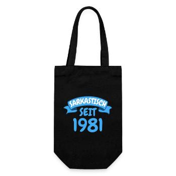 42 Jahre Geburtstag Geschenk Sarkastisch seit 1981 - Geschenkbeutel für Flaschen - Schwarz - Vorne
