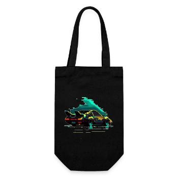 Heisser Sportwagen 80er neon retro Pixelart 8bit - Geschenkbeutel für Flaschen - Schwarz - Vorne