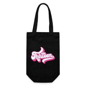 13th Birthday Gift, Hello Thirteen, 13 Years Old - Gift Bag for Bottles - black - Front