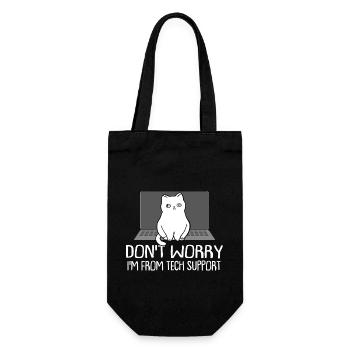 Funny Cat Don't Worry I'm From Tech Support Cat - Geschenkbeutel für Flaschen - Schwarz - Vorne