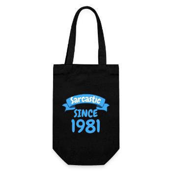 42 Jahre Geburtstag Geschenk Sarkastisch seit 1981 - Geschenkbeutel für Flaschen - Schwarz - Vorne