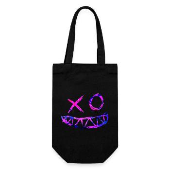 Zwinker Smiley - Rave - Geschenkbeutel für Flaschen - Schwarz - Vorne