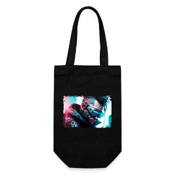 Cyber soldier or punk in neon sci-fi style - Gift Bag for Bottles - black - Front