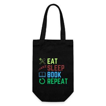 eat sleep book repeat - Gift Bag for Bottles - black - Front