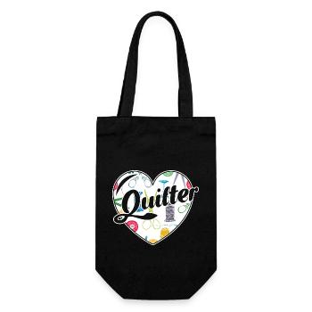 Quilter Full Heart - Gift Bag for Bottles - black - Front