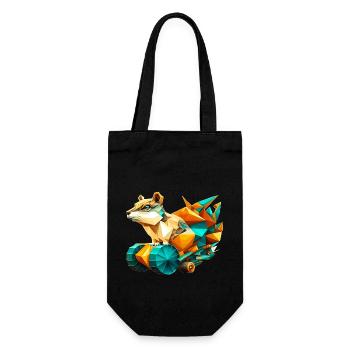 3D kit chipmunk with wheels as polygon - Gift Bag for Bottles - black - Front