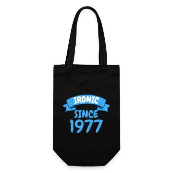 Ironisch seit 1977 Party Geschenk 46. Geburtstag - Geschenkbeutel für Flaschen - Schwarz - Vorne