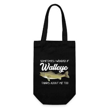 Sometimes I Wonder If Walleye Thinks About Me Too - Geschenkbeutel für Flaschen - Schwarz - Vorne