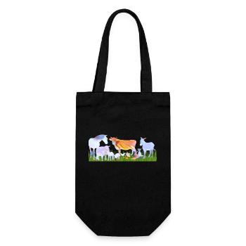 Farm animals / animals in the heart - Gift Bag for Bottles - black - Front