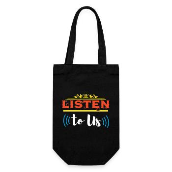 LISTEN TO US - Gift Bag for Bottles - black - Front