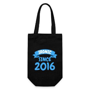 Ironisch seit 2016 Party Geschenk 7. Geburtstag - Geschenkbeutel für Flaschen - Schwarz - Vorne