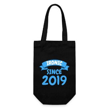 Ironisch seit 2019 Party Geschenk 4. Geburtstag - Geschenkbeutel für Flaschen - Schwarz - Vorne
