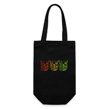 Owls yellow green red - Gift Bag for Bottles - black - Front