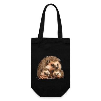Igel Familie - Geschenkbeutel für Flaschen - Schwarz - Vorne