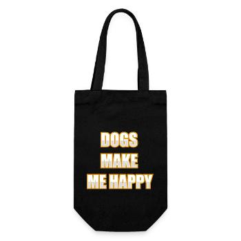 Dogs make me happy - Geschenkbeutel für Flaschen - Schwarz - Vorne