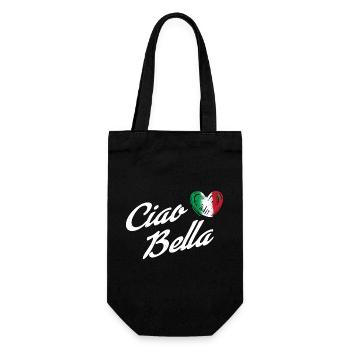 Ciao Bella - Italien Liebe - Geschenkbeutel für Flaschen - Schwarz - Vorne