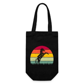RETRO PFERDEDESIGN I REITEN - Geschenkbeutel für Flaschen - Schwarz - Vorne