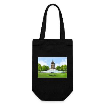 Wasserturm Mannheim Aquarell - Geschenkbeutel für Flaschen - Schwarz - Vorne