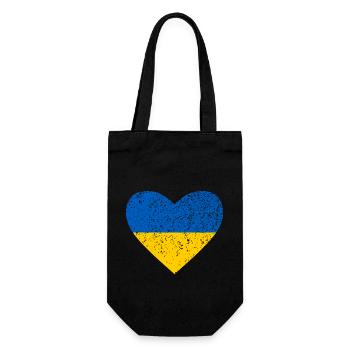 Ukraine, blau-gelbes Herz - Geschenkbeutel für Flaschen - Schwarz - Vorne