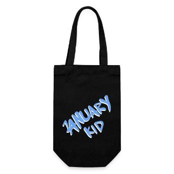 January Kid - geboren im Jänner Kind - 3D blau - Geschenkbeutel für Flaschen - Schwarz - Vorne