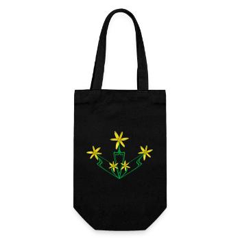 Art Nouveau Yellow Flowers – Symmetrical Floral - Gift Bag for Bottles - black - Front