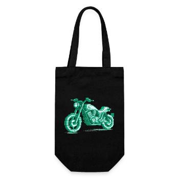 Retro motorcycle in 8 bit in the color green - Gift Bag for Bottles - black - Front