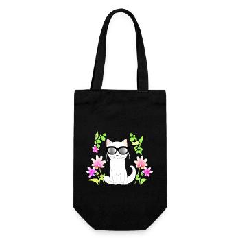 Katze mit blume - Geschenkbeutel für Flaschen - Schwarz - Vorne