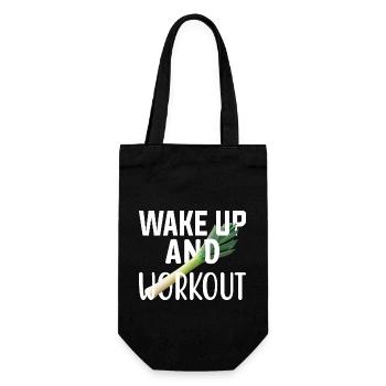 Wake up and workout Aufstehen und Sport treiben. - Geschenkbeutel für Flaschen - Schwarz - Vorne