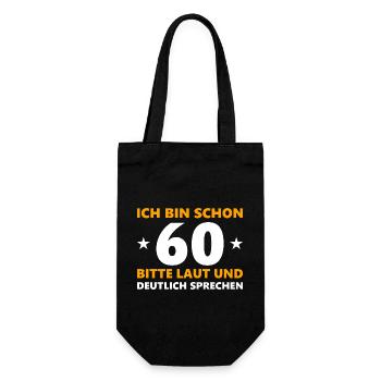 60 Jahre Laut und deutlich sprechen - Geschenkbeutel für Flaschen - Schwarz - Vorne
