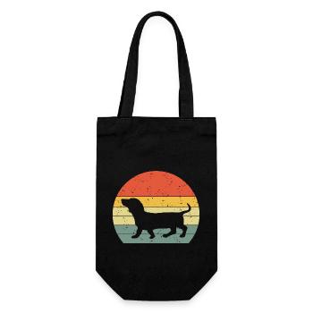 Dackel Dachshund Teckel Vintage Retro - Gift Bag for Bottles - black - Front