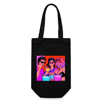 Beste Freunde 80er Jahre Retro Design - Geschenkbeutel für Flaschen - Schwarz - Vorne